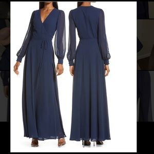 Lulu’s My Whole Heart Long Sleeve Wrap Gown